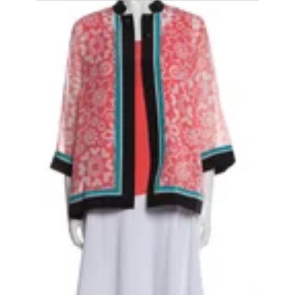 Vintage Bob Mackie 100 percent silk wearable art button down blouse. Size L